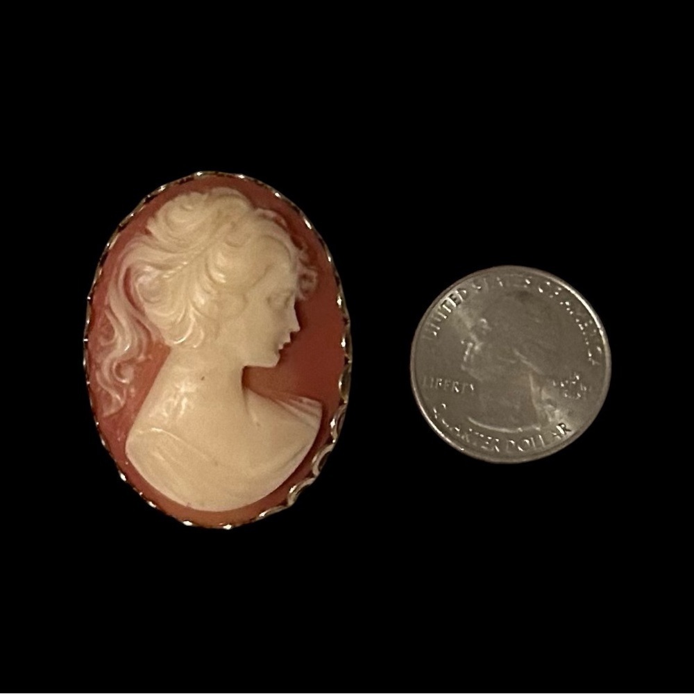 Vintage Gold Tone Resin Cameo Brooch. Victorian Inspired. - Picture 6 of 7